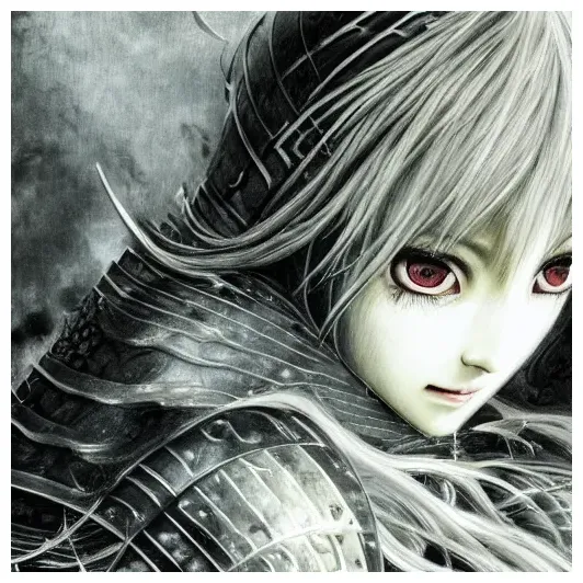 Yoshitaka amano realistic illustration of an anime stable diffusion