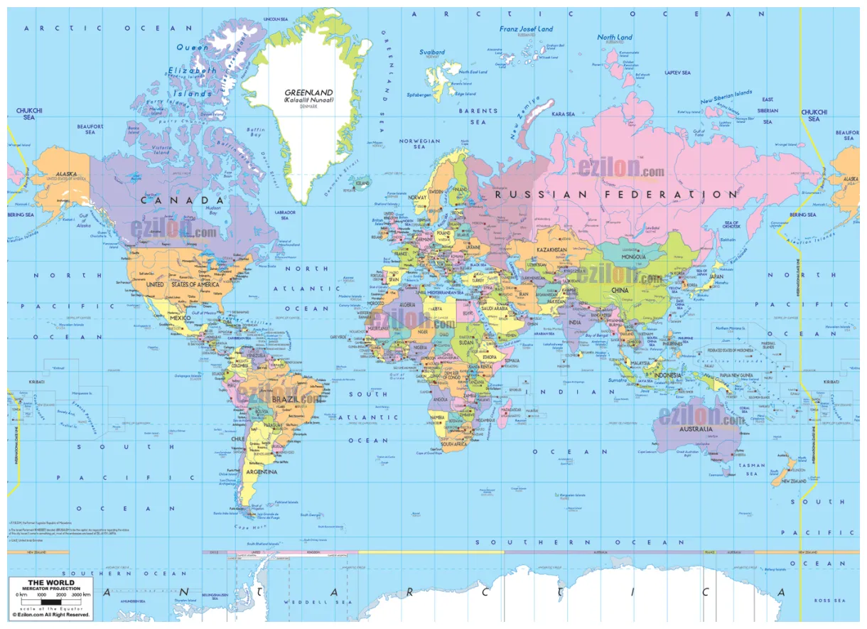Detailed clear large political map of the world political map ezilon maps