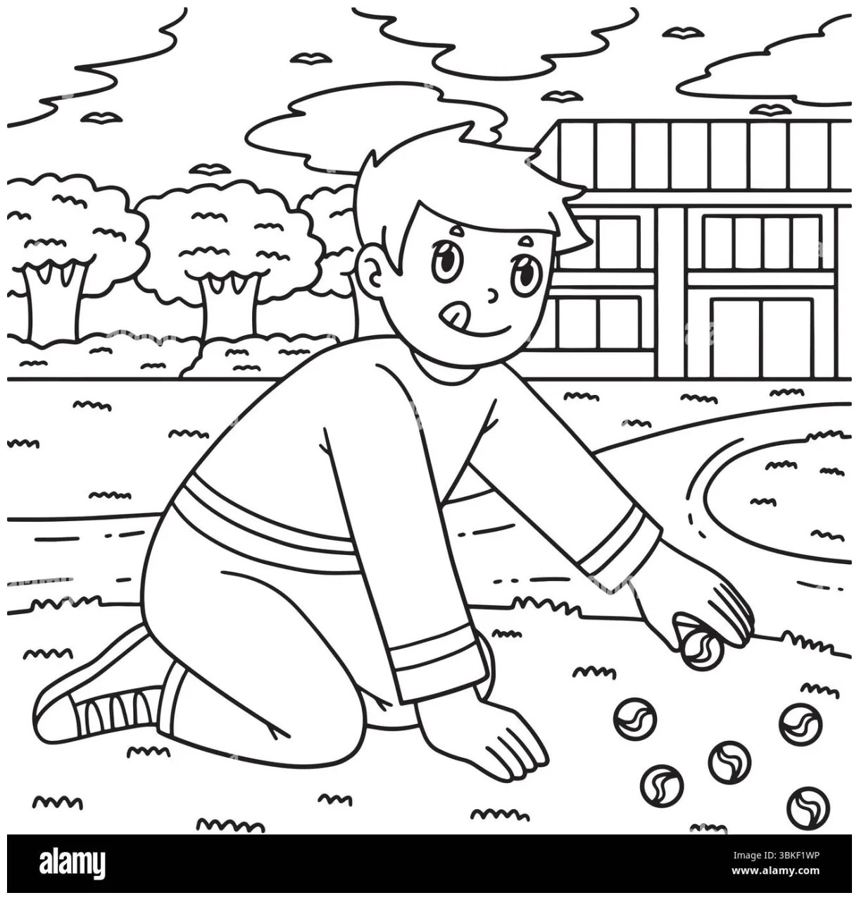School yard boy playing stock vector & art
