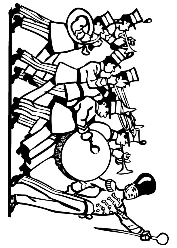 Marching band coloring drawing