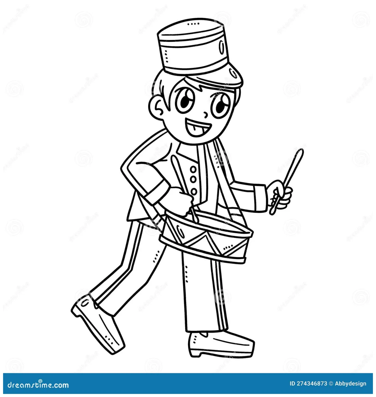 Marching Drum Isolated Coloring Page For Kids Vector Illustration
