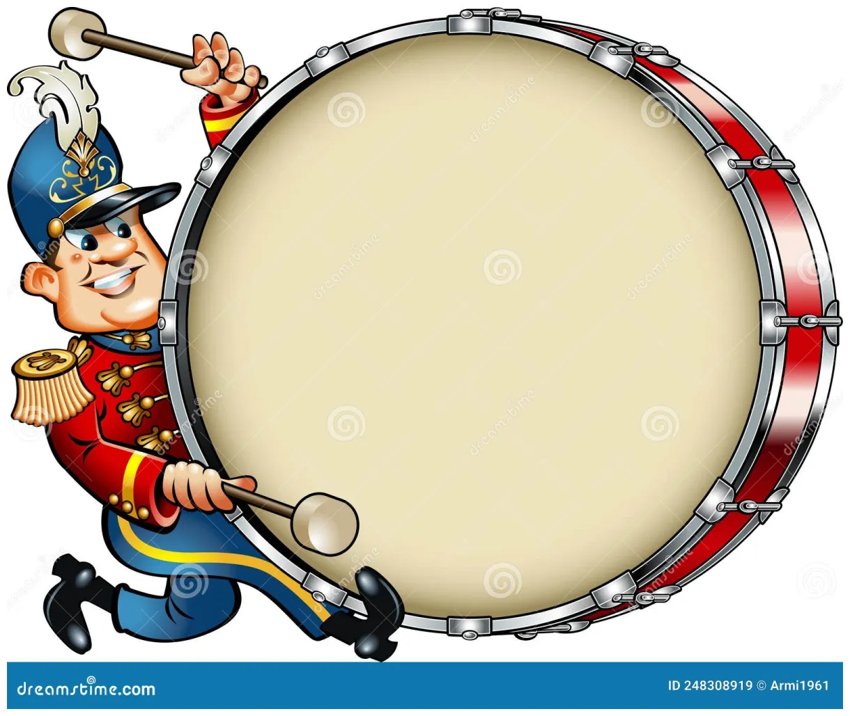 Marching drum isolated coloring page for kids vector illustration