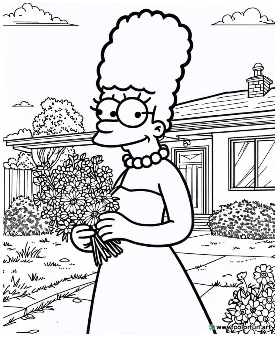 Marge Simpson Coloring Pages High Quality Simpsons Colouring Books 20