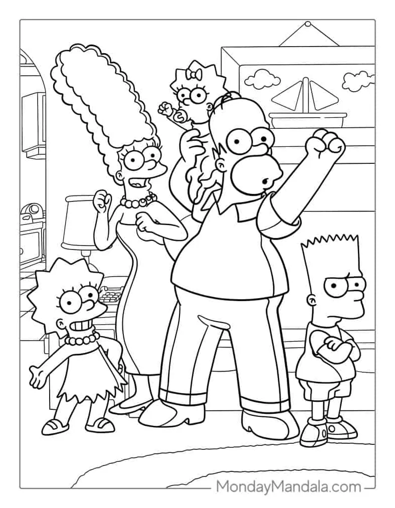 44 Simpsons Coloring Pages (Free PDF Printables)