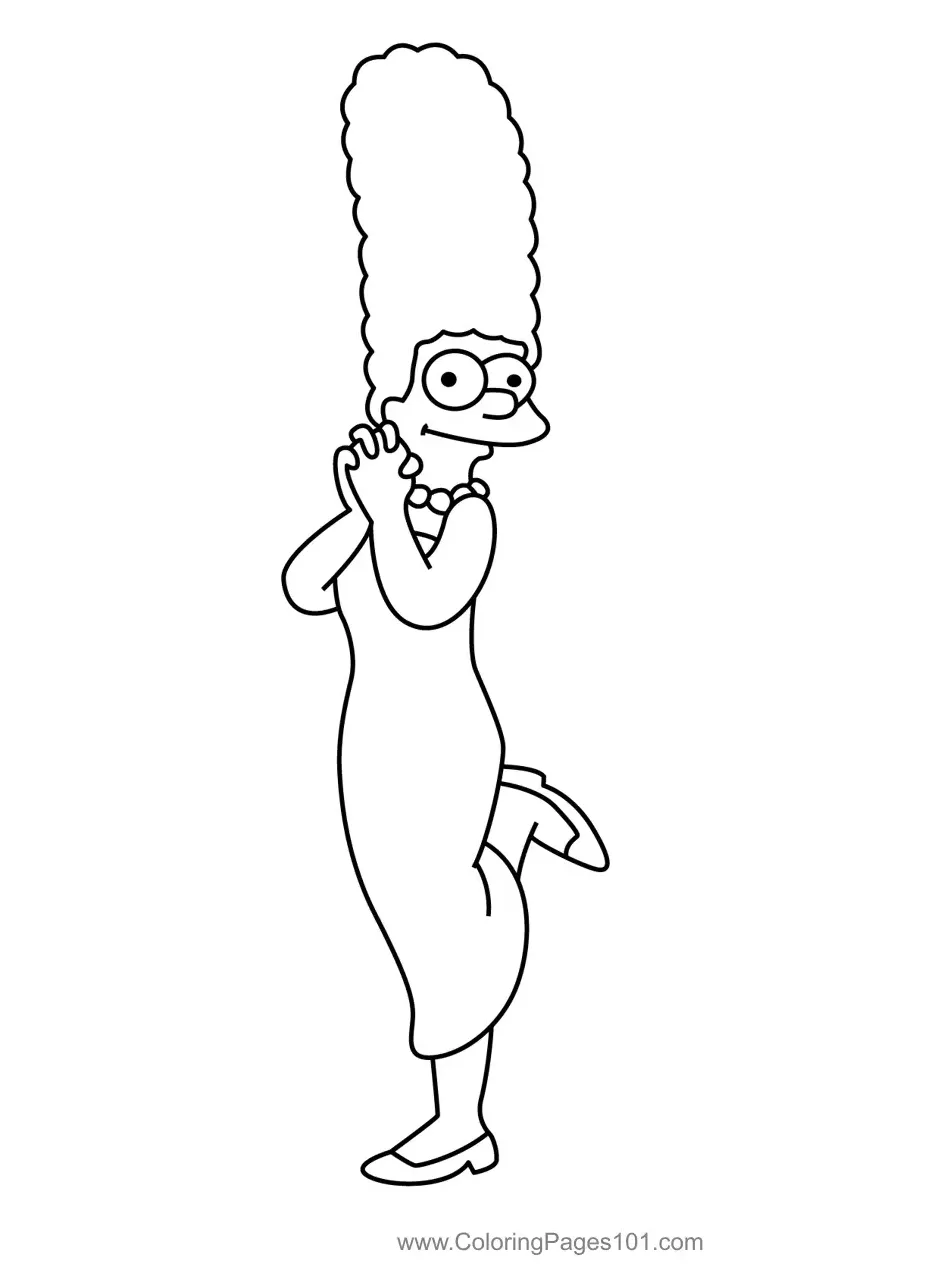 Marge Simpson The Simpsons Coloring Page for Kids - Free The Simpsons