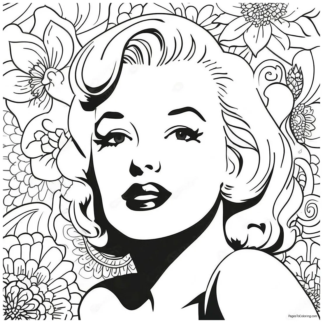 Marilyn Monroe Classic Portrait Coloring Page (14881-12186)