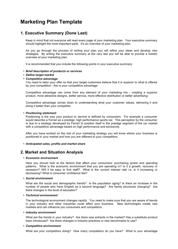 Marketing plan template