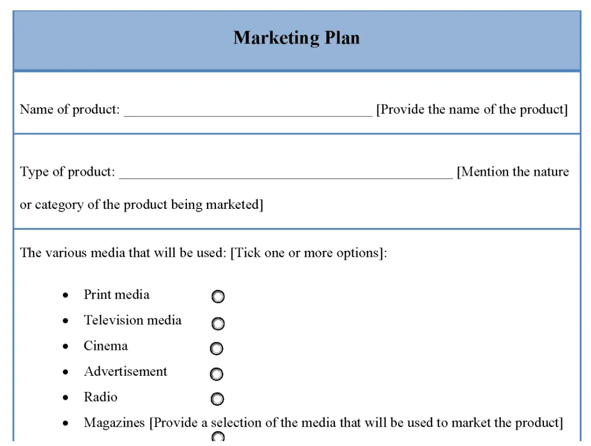 Marketing plan fillable pdf template editable pdf forms