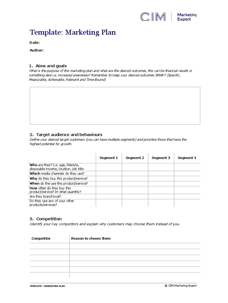 Template Marketing Plan | PDF