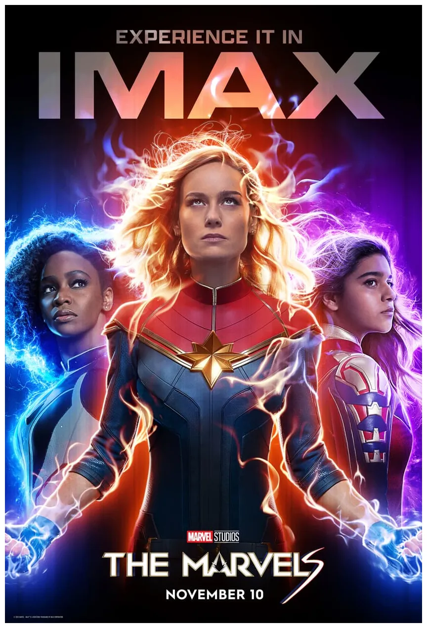 Marvel studios unveils a new look at 'the marvels' and exclusive imax