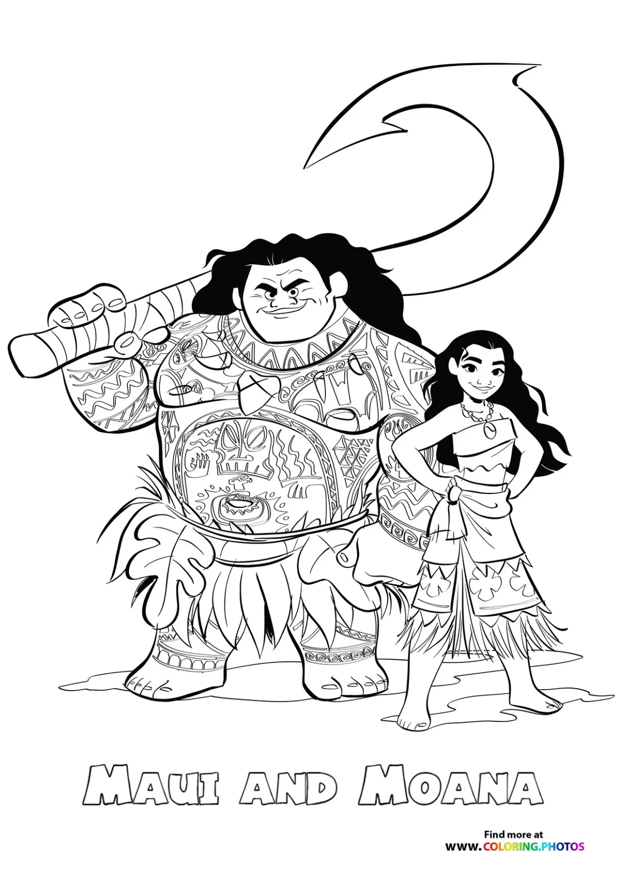 Maui and Moana - Coloring Pages for kids