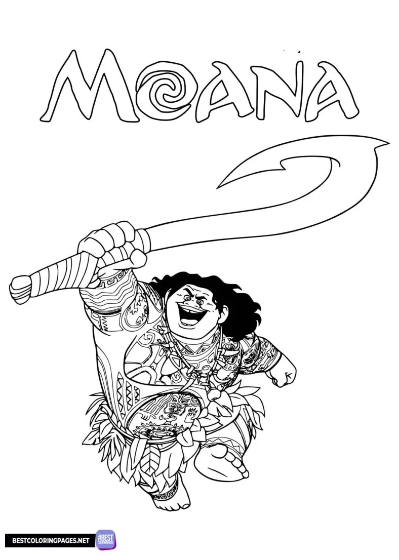 Moana and Maui coloring page - Free printable coloring pages
