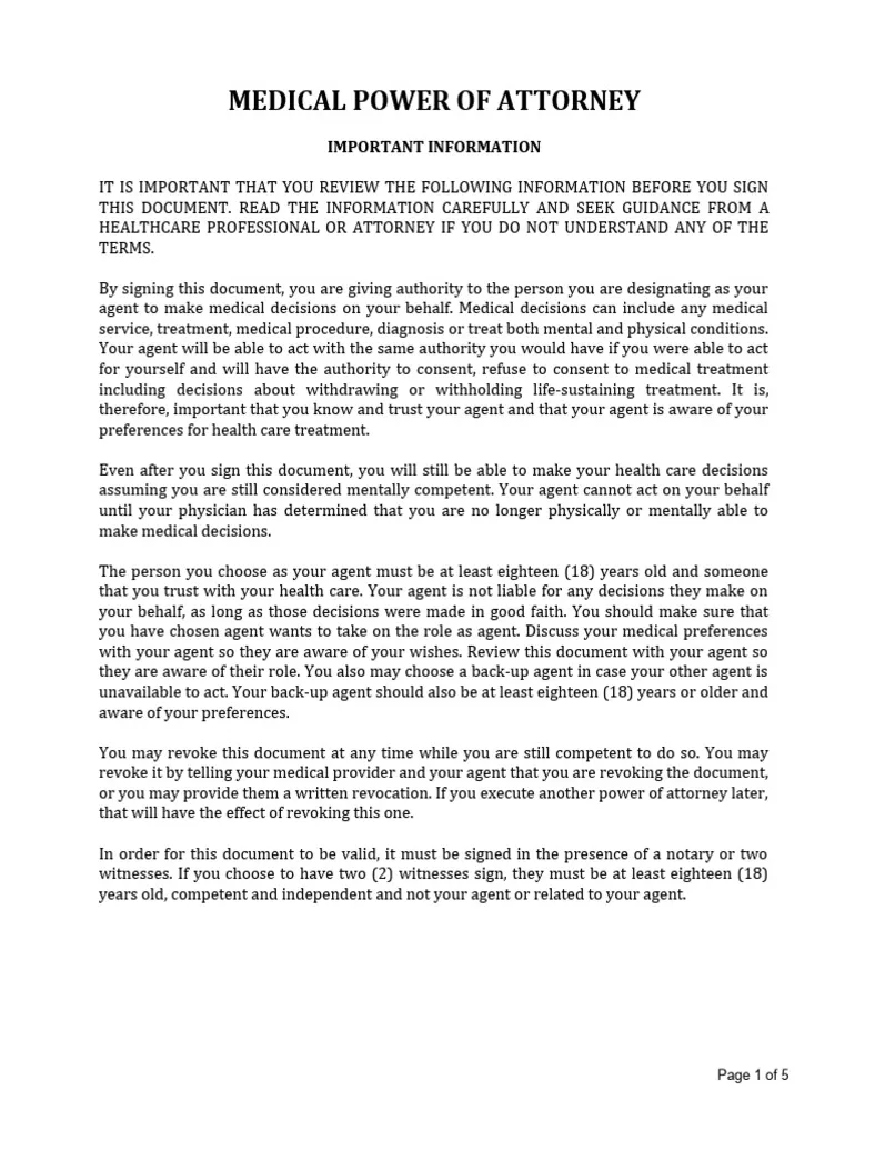 Form pdf power of attorney notary public