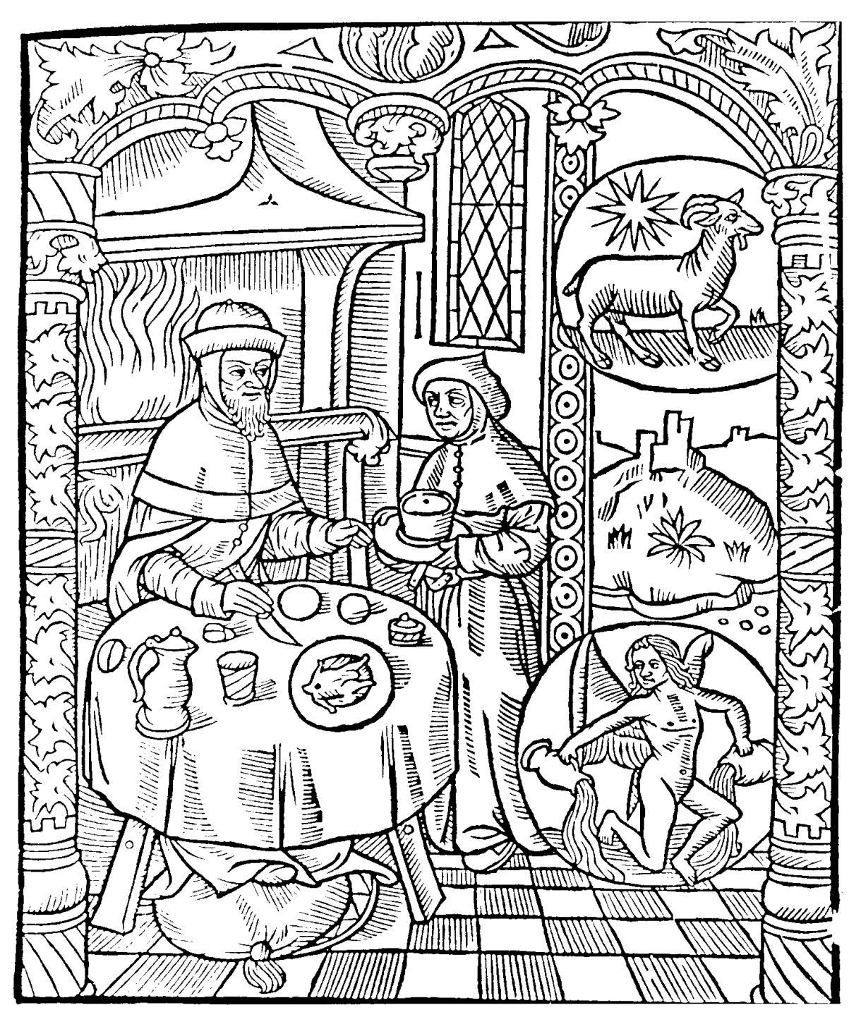 Medieval coloring pages feast