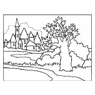 Medieval town coloring page