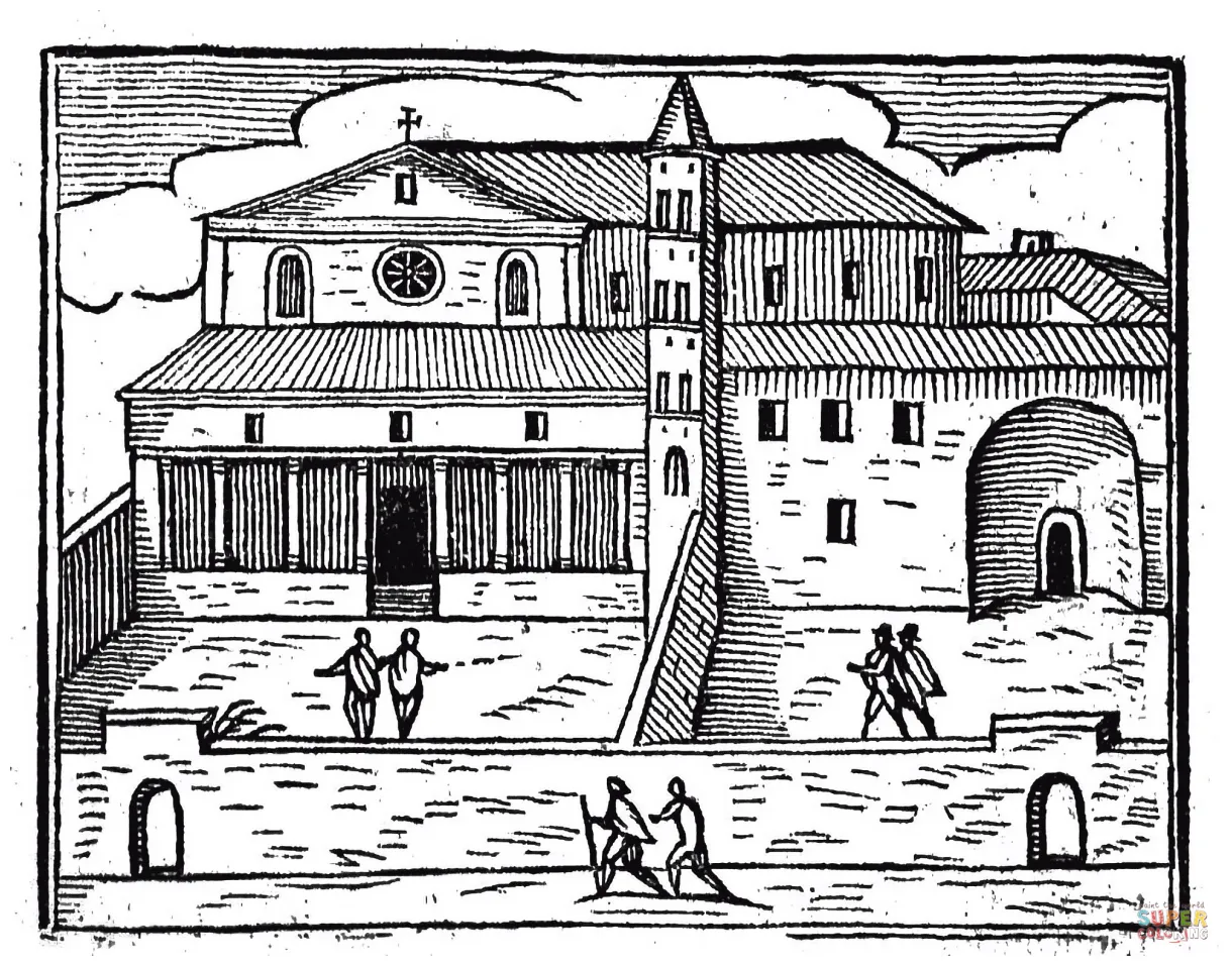 Medieval cityscape coloring page free printable coloring pages