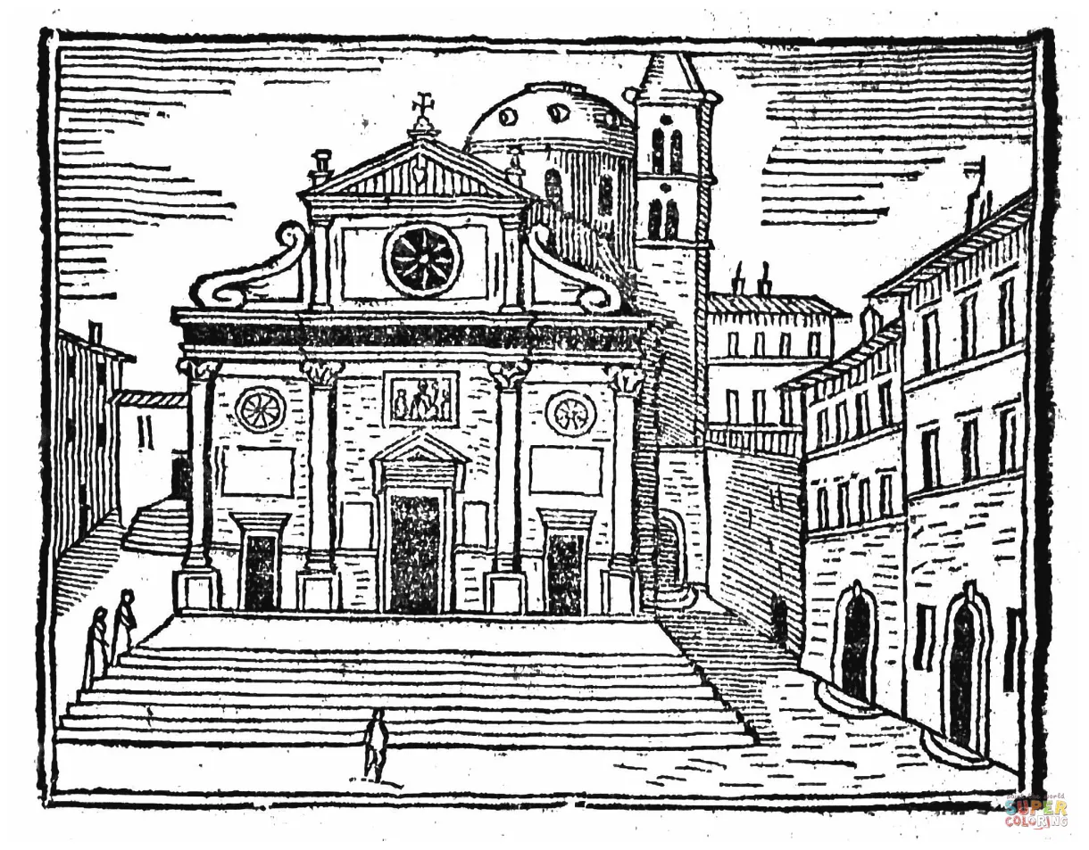 Medieval cityscape coloring page free printable coloring pages