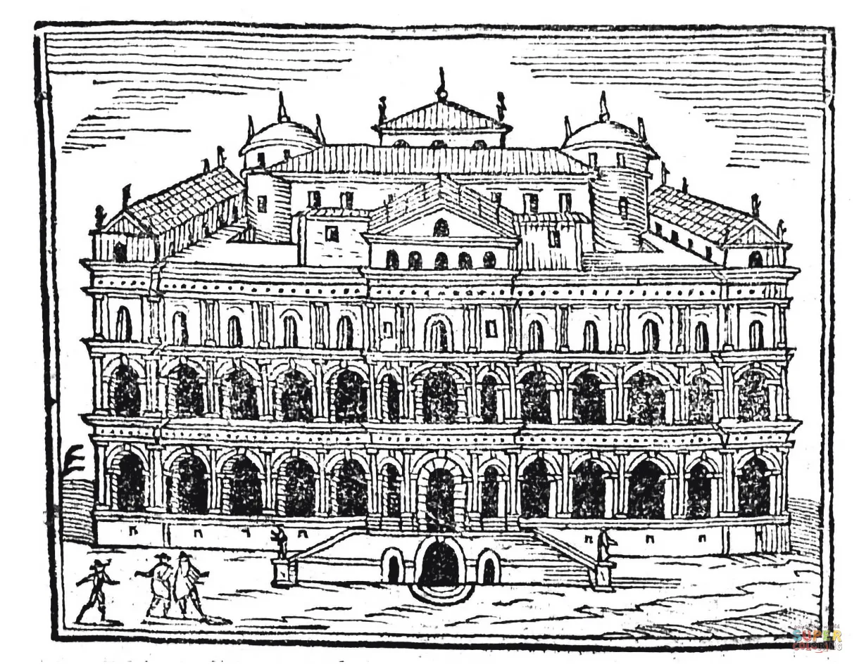 Medieval cityscape coloring page free printable coloring pages