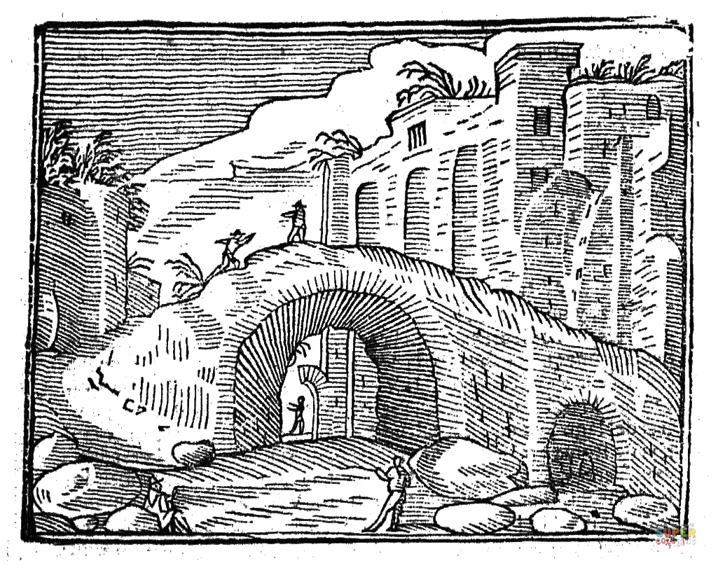 Medieval cityscape coloring page free printable coloring pages