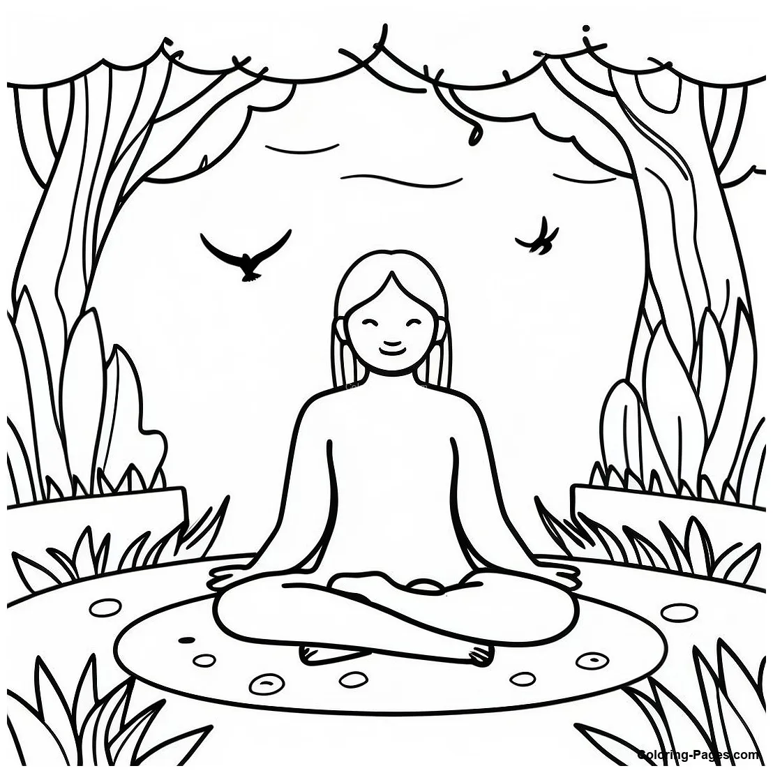 Peaceful nature coloring-pages printable coloring page
