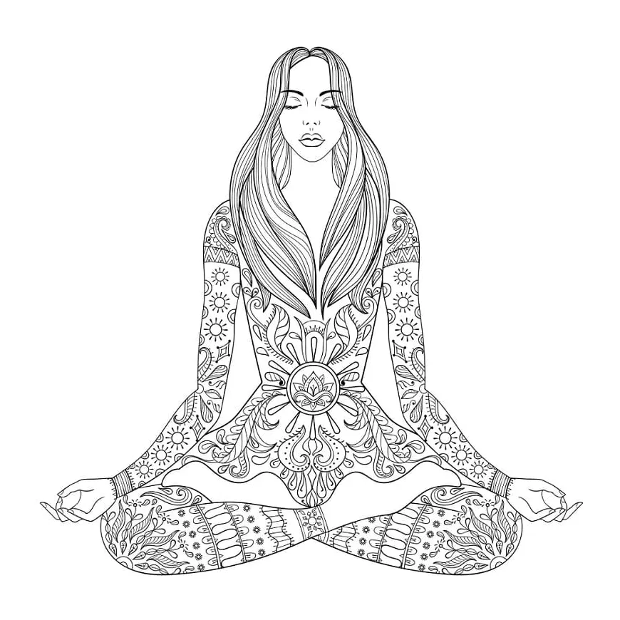 Lotus pose free printable coloring pages for