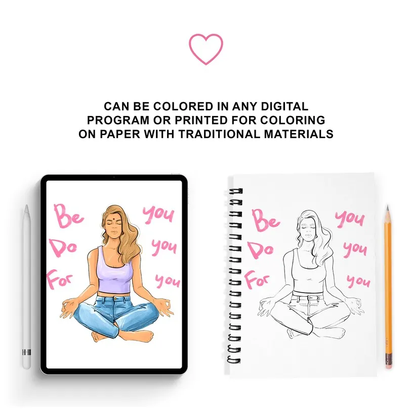 Meditation coloring page coloring book yoga coloring etsy