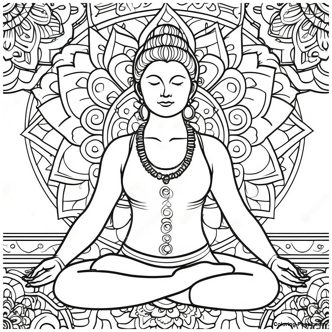 Yoga pose meditation coloring page coloring-pages