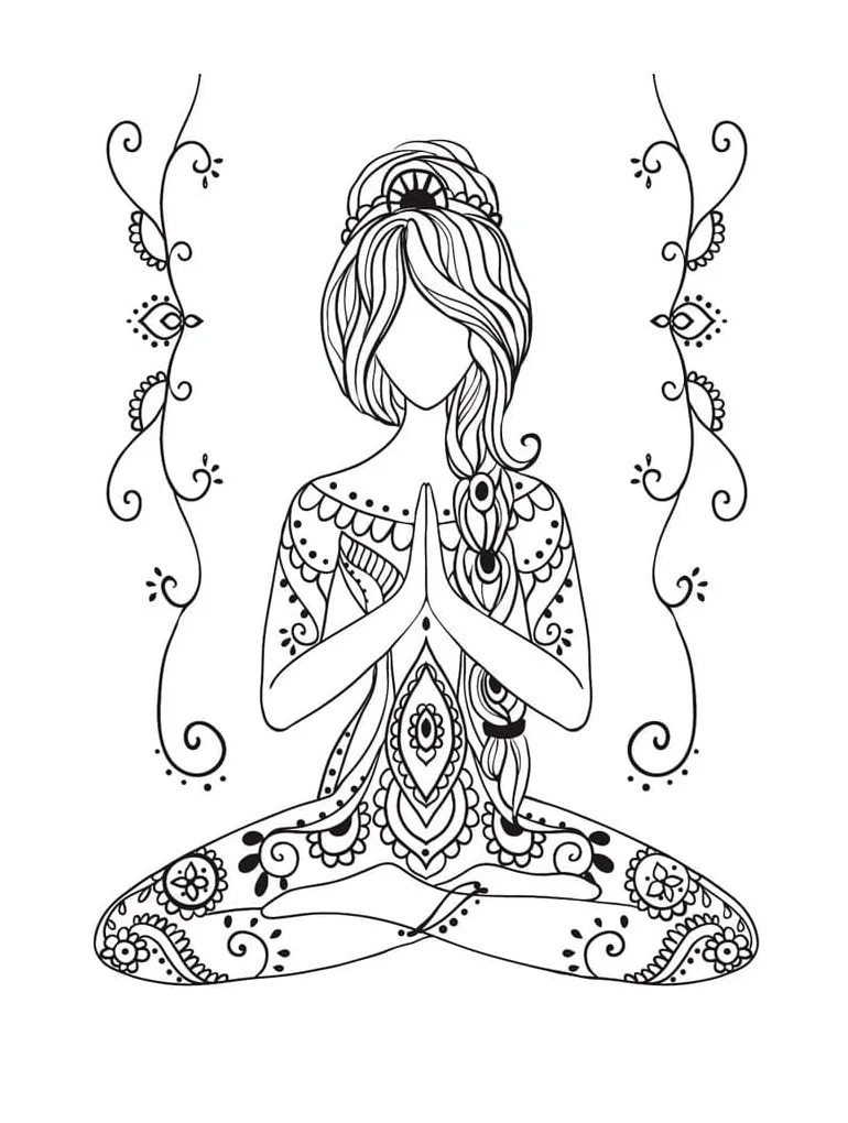 Printable deep meditation coloring page free printable coloring pages