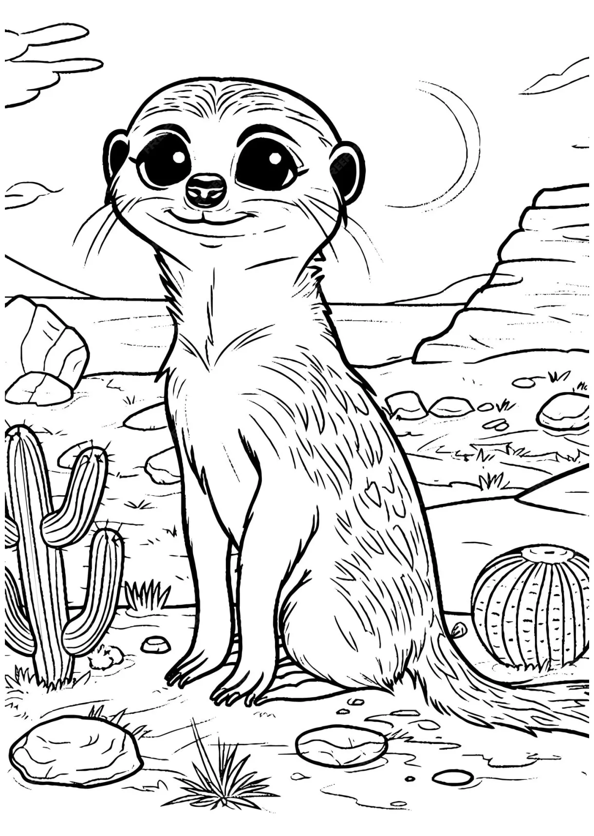 Meerkat Coloring Page Meerkat Line Art | Premium AI-generated vector