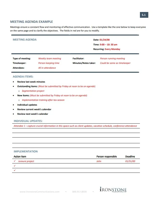 Meeting agenda template free manual templates