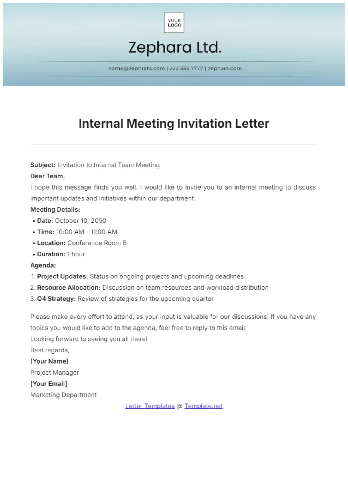 Meeting invitation letter
