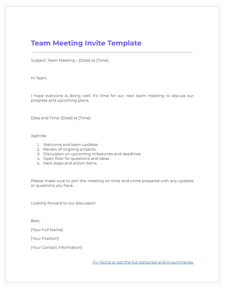 Informal sample efficiently plan meetings
