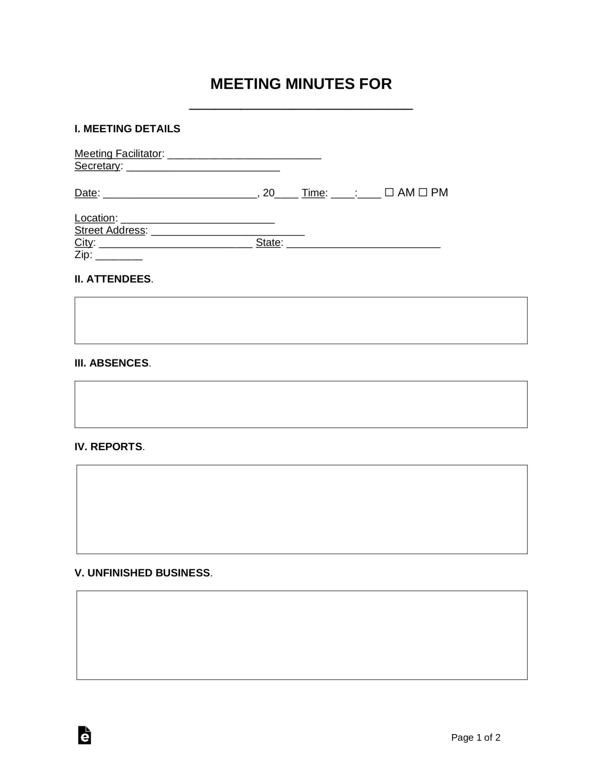 Free printable meeting minutes template free printables
