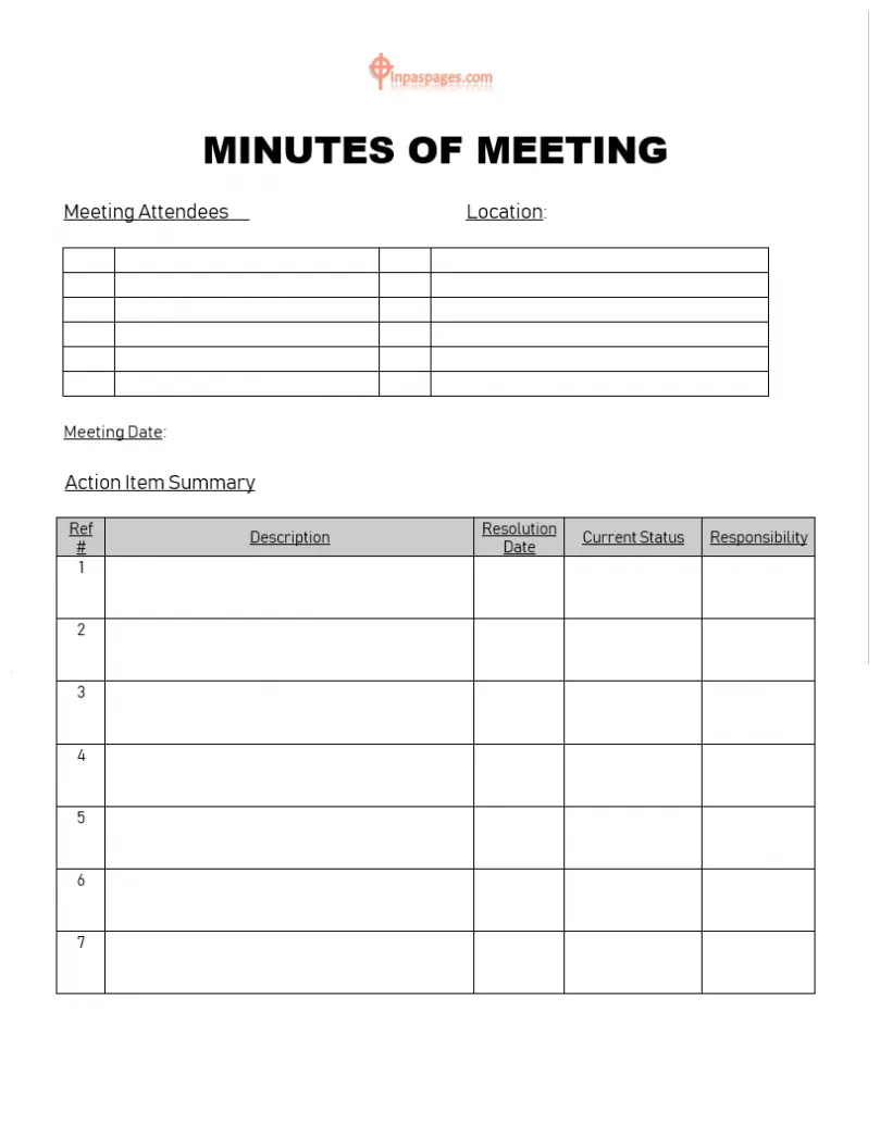 Write professional minutes of meeting format minutes of meeting templates