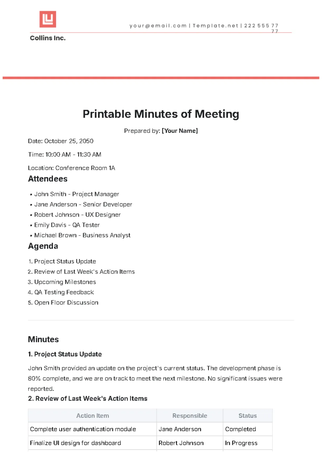 Sample how to write effective meeting minutes
