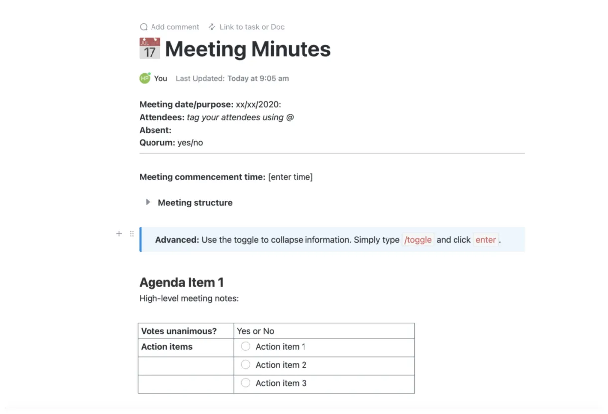 Meeting minutes