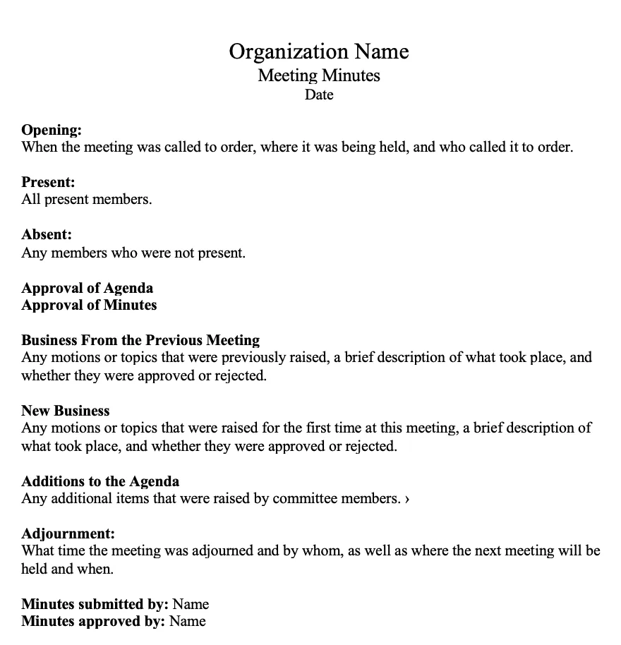 How to write effective meeting minutes + templates and samples