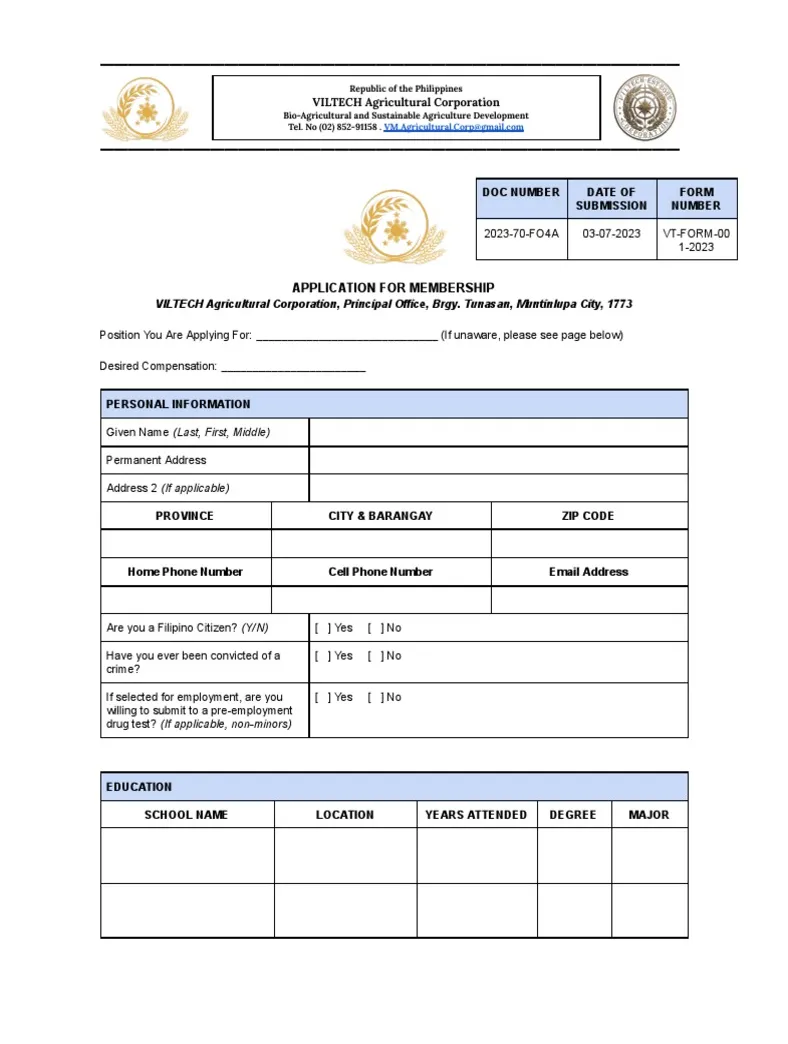 Application for membership pdf printable coloring page
