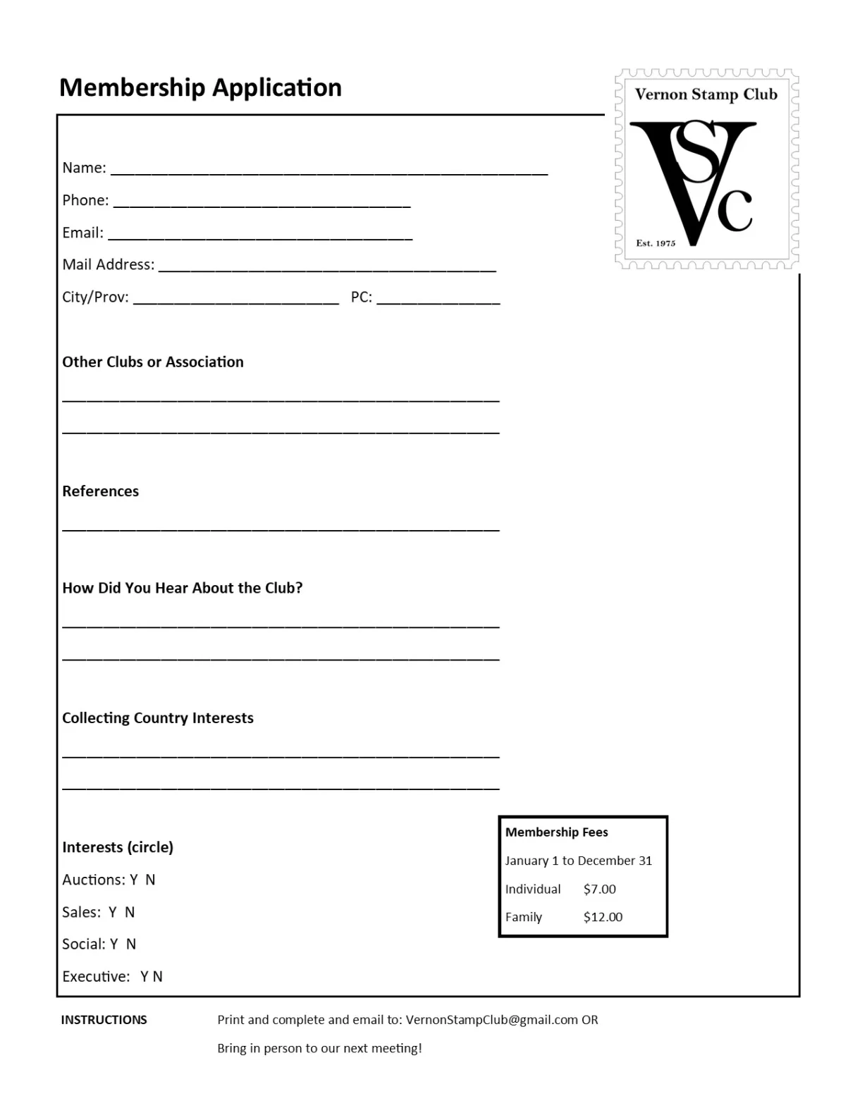 Vernon okanagan stamp clubs