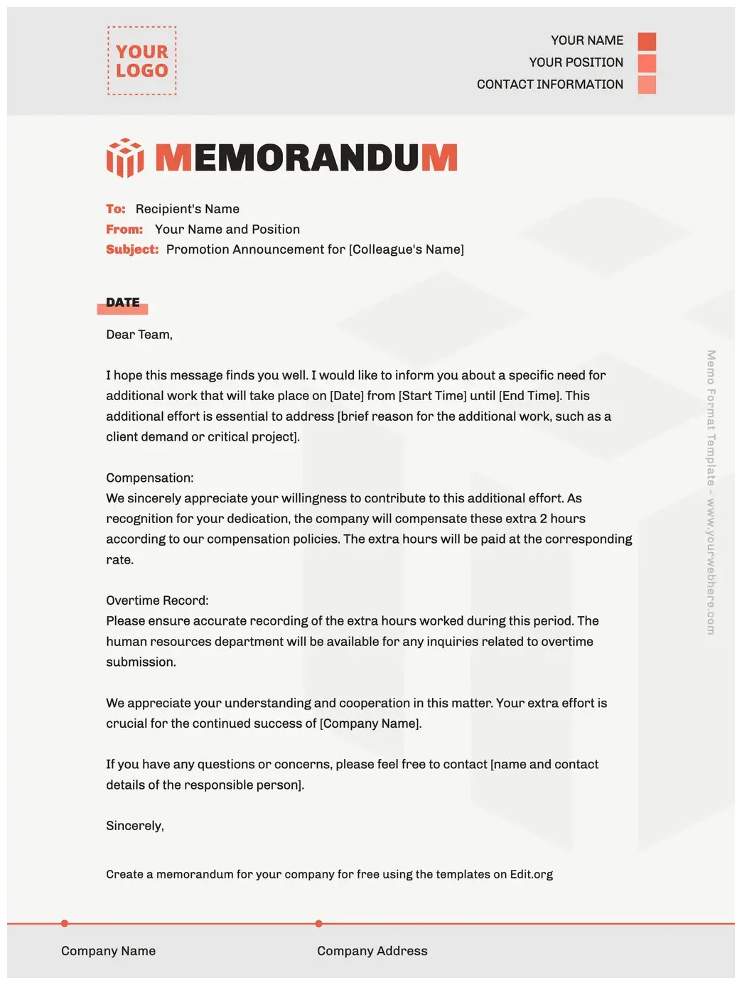 Memo Format Example Template - astra.edu.pl