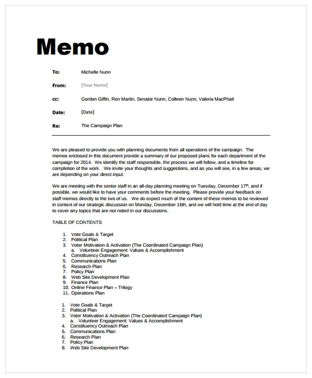 Memo Structure Format – Financial Report