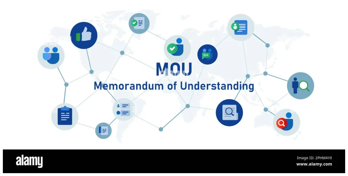Mou memorandum of understanding contract partnership illustration stock