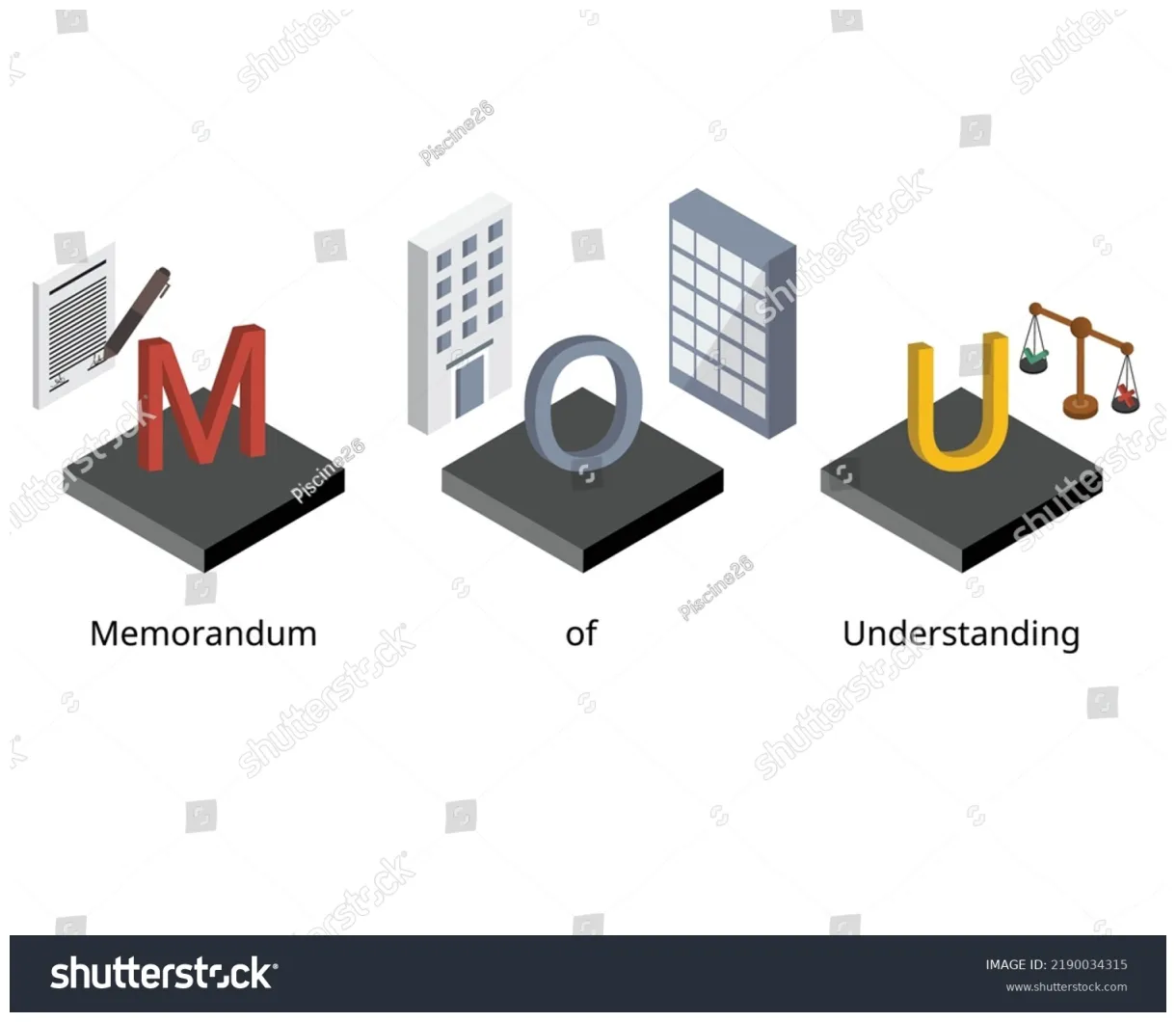 Memorandum understanding mou legal document describing stock vector