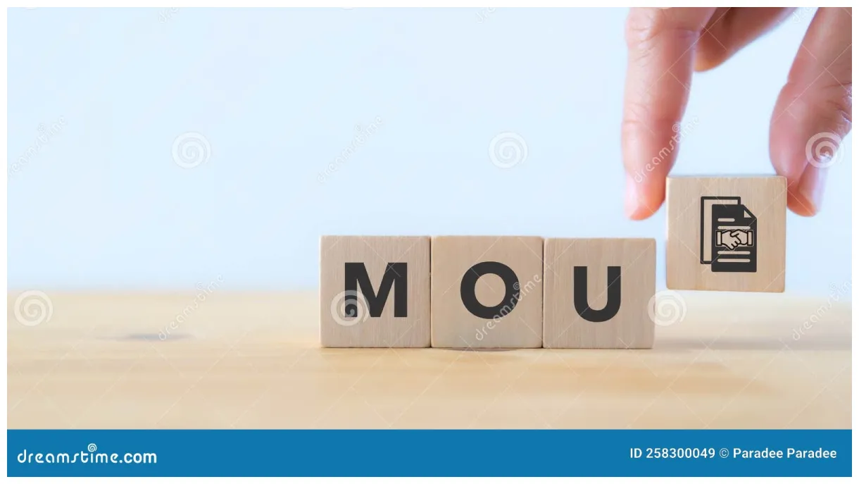 Mou memorandum of understanding business concept. stock