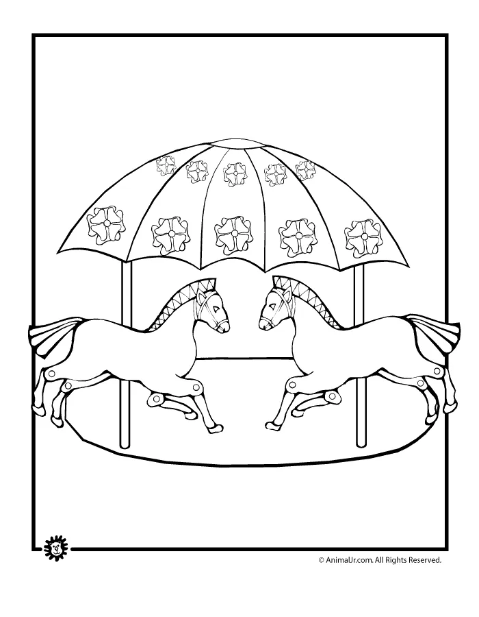 Merry Go Round Coloring Page! Jr. Kids Activities - Coloring Home