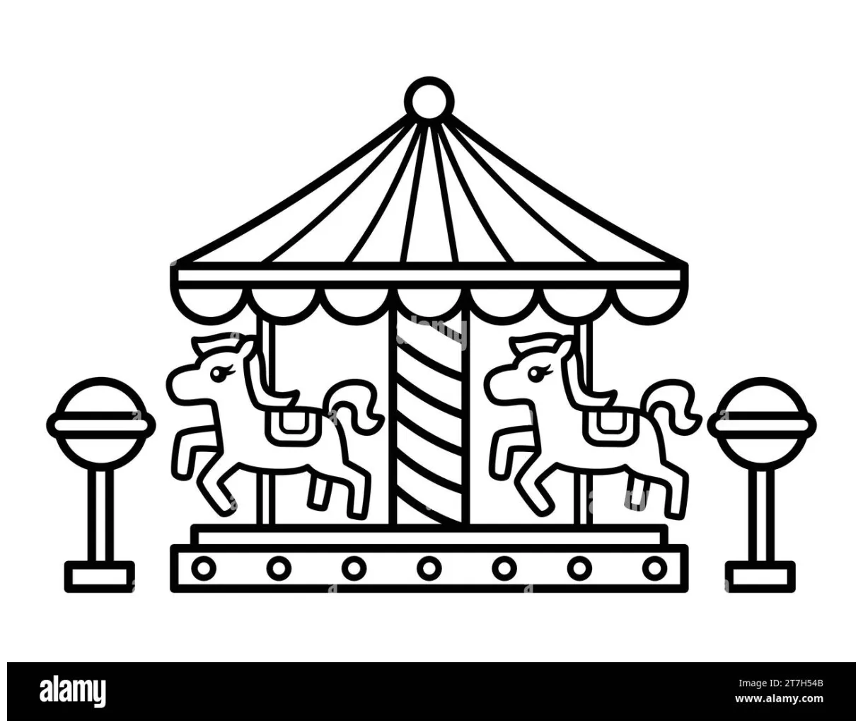 Merry go round coloring page for children stock vector & art alamy