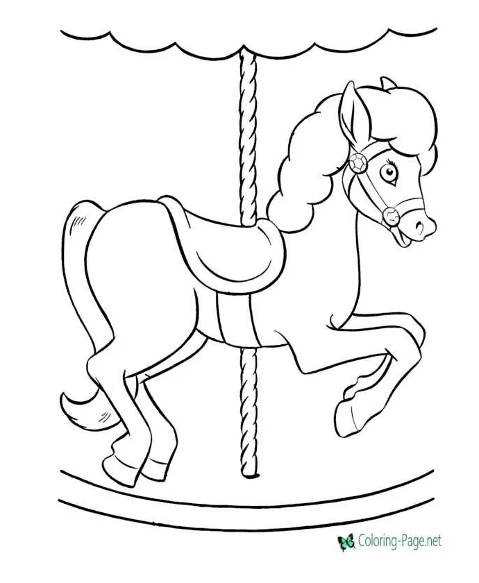 Horse coloring pages merry-go-round pony