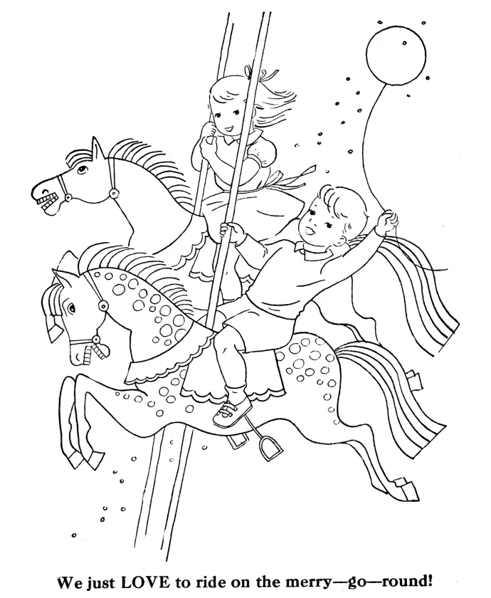 Merry go round horse coloring page christmas rocking horse christmas
