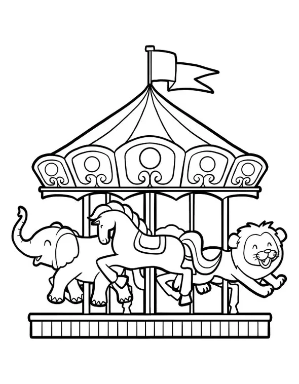 Merry go round horse coloring page christmas rocking horse christmas