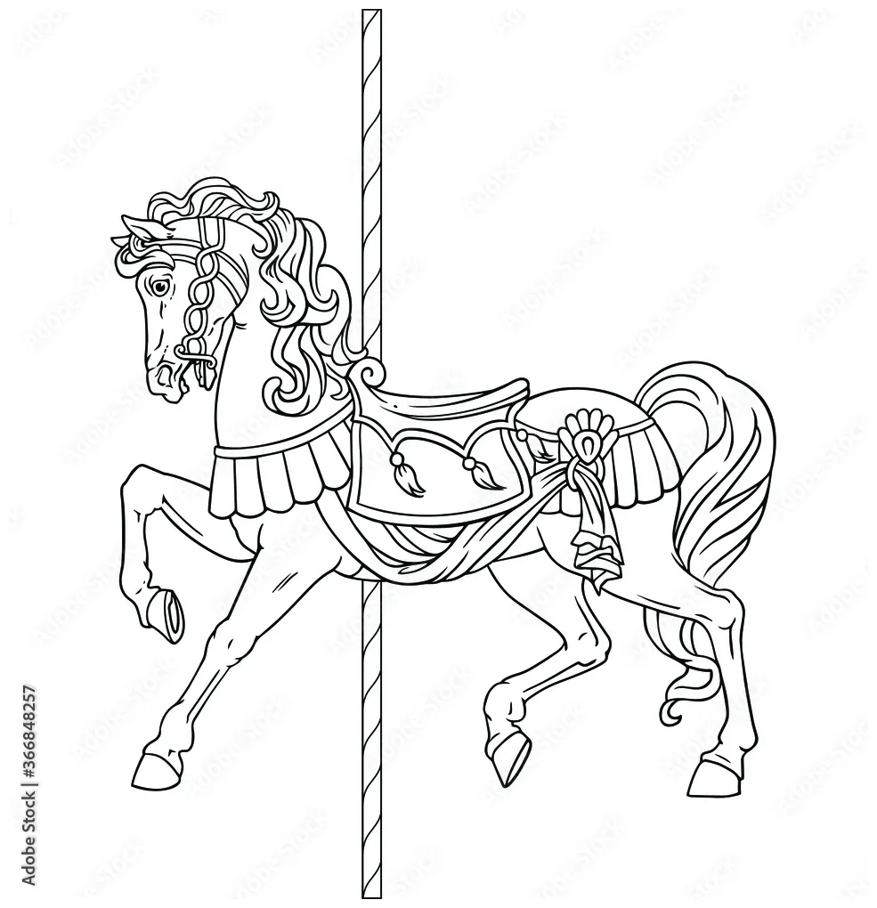 Carousel horse, merry go round horse, french carousel. vector